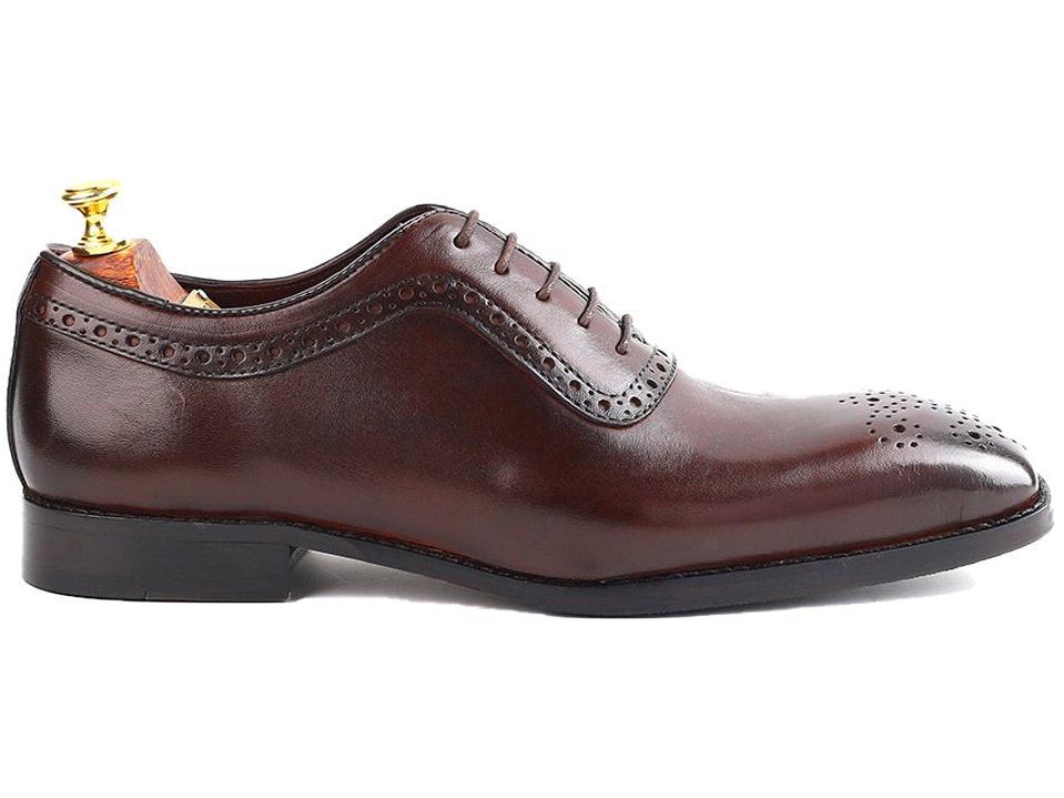 Men crust leather semi brogue oxford shoes maroon office casual party wear